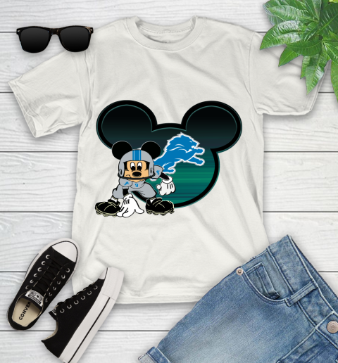 NFL Detroit Lions Mickey Mouse Disney Football T Shirt Youth T-Shirt