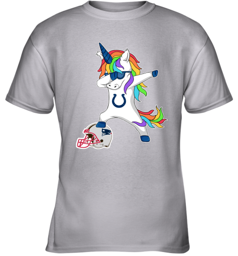 Football Dabbing Unicorn Steps On Helmet Indianapolis Colts Youth T-Shirt