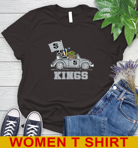 NHL Hockey Los Angeles Kings Darth Vader Baby Yoda Driving Star Wars Shirt Women's T-Shirt 9 NHL Hockey Los Angeles Kings Darth Vader Baby Yoda Driving Star Wars Shirt Women's T-Shirt - Image 9