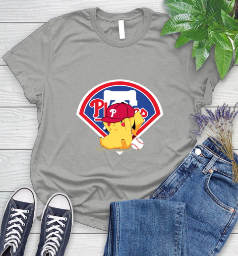 MLB Pikachu Baseball Sports Philadelphia Phillies Women's T-Shirt 10