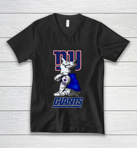 NFL Football My Cat Loves New York Giants V-Neck T-Shirt