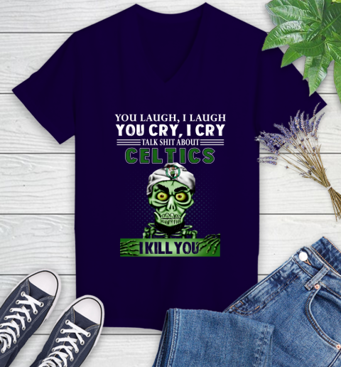 NBA Talk Shit About Boston Celtics I Kill You Achmed The Dead Terrorist Jeffrey Dunham Basketball Women's V-Neck T-Shirt 3