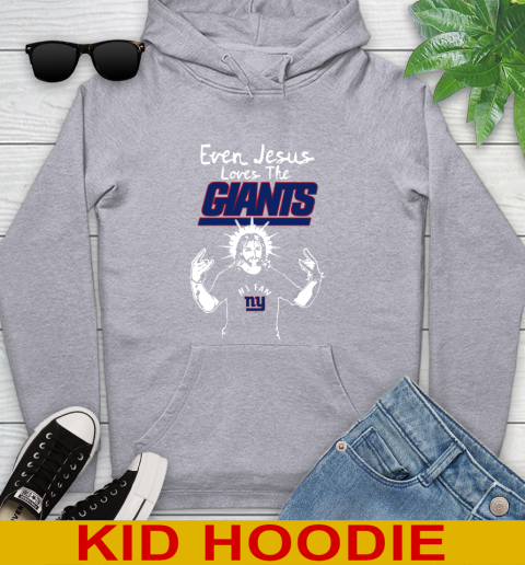 New York Giants NFL Football Even Jesus Loves The Giants Shirt Youth Hoodie 6