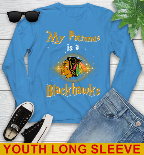 NHL Hockey Harry Potter My Patronus Is A Chicago Blackhawks Youth Long Sleeve 8