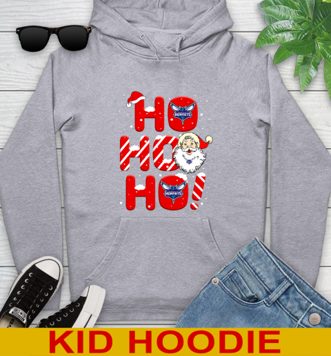 Charlotte Hornets NBA Basketball Ho Ho Ho Santa Claus Merry Christmas Shirt Youth Hoodie - Image 7