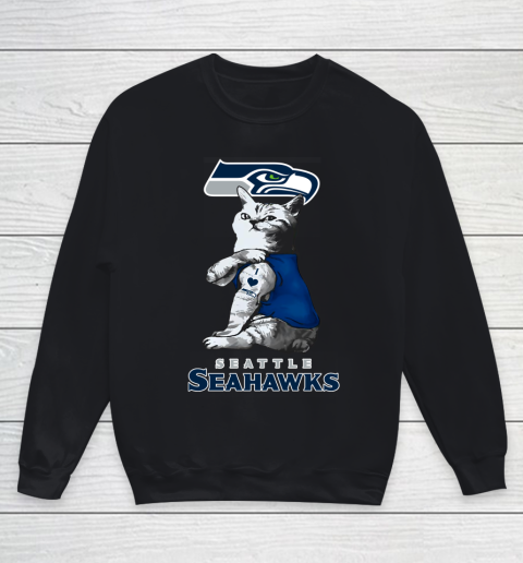 NFL Football My Cat Loves Seattle Seahawks Youth Sweatshirt
