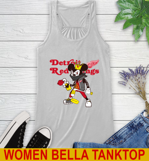 Detroit Red Wings NHL Hockey Mickey Peace Sign Sports Racerback Tank