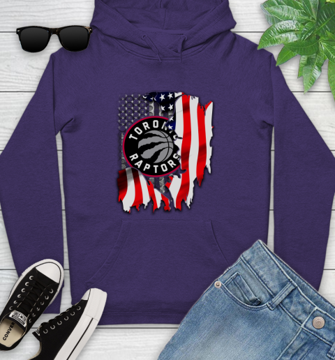 Toronto Raptors NBA Basketball American Flag Youth Hoodie 5