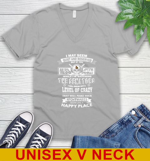 Ottawa Senators NHL Hockey If You Mess With Me While I'm Watching My Team V-Neck T-Shirt 3