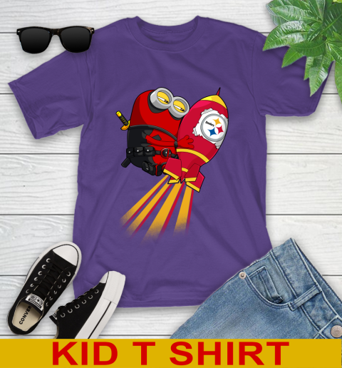 NFL Football Pittsburgh Steelers Deadpool Minion Marvel Shirt Youth T-Shirt 3