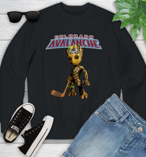 Colorado Avalanche NHL Hockey Groot Marvel Guardians Of The Galaxy Youth Sweatshirt 2