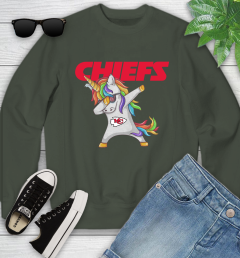 Kansas City Chiefs NFL Football Funny Unicorn Dabbing Sports Youth Sweatshirt 10