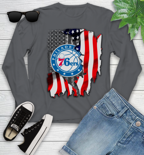 Philadelphia 76ers NBA Basketball American Flag Youth Long Sleeve 9