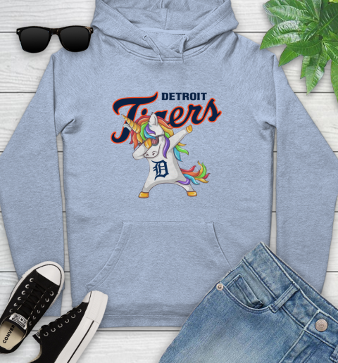 Detroit Tigers MLB Baseball Funny Unicorn Dabbing Sports Youth Hoodie 10