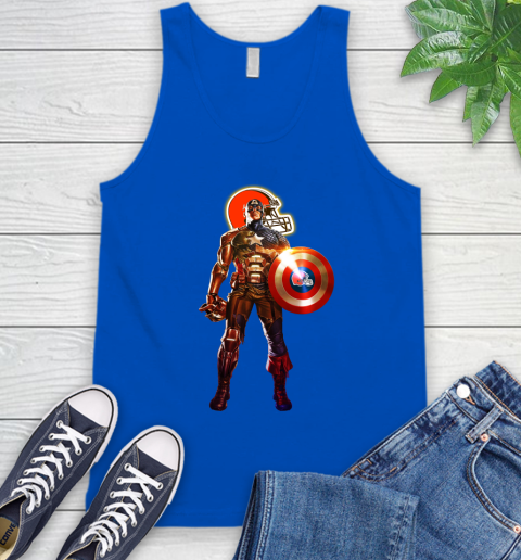 NFL Captain America Marvel Avengers Endgame Football Sports Cleveland Browns Tank Top 5