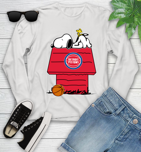 Detroit Pistons NBA Basketball Snoopy Woodstock The Peanuts Movie Youth Long Sleeve