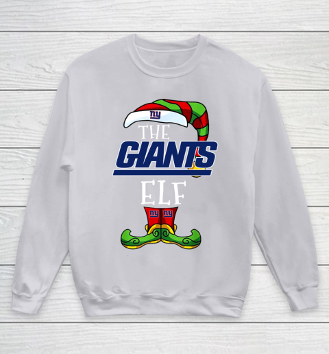 New York Giants Christmas ELF Funny NFL Youth Sweatshirt 3