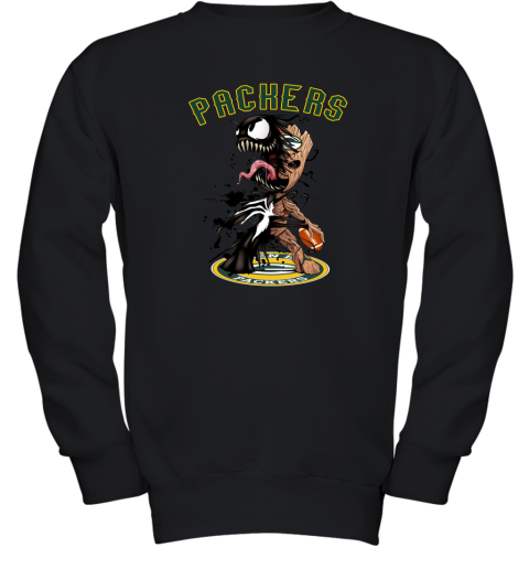NFL Green Bay Packers Football Venom Groot Guardians Of The Galaxy Q0rGPPD3Qmq youth sweatshirt 47 95 151514 front black