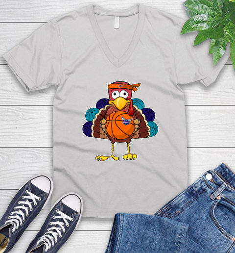 Charlotte Hornets Turkey thanksgiving day V-Neck T-Shirt