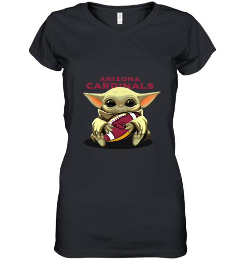 Baby Yoda Loves The Arizona Cardinals y4mu baby yoda loves the arizona cardinals women v neck t shirt 39 front black