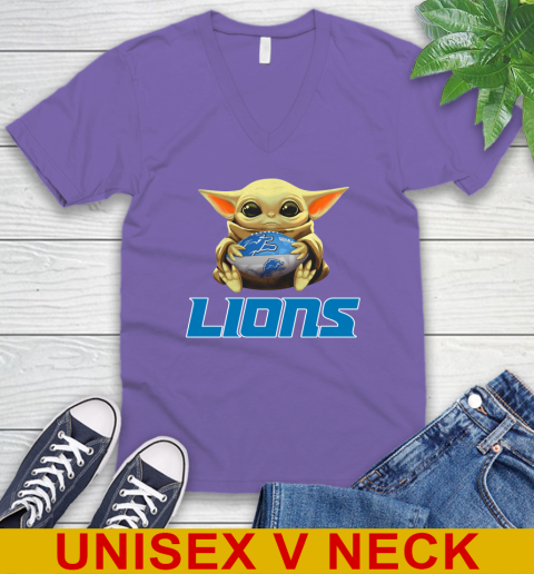 NFL Football Detroit Lions Baby Yoda Star Wars Shirt V-Neck T-Shirt 9