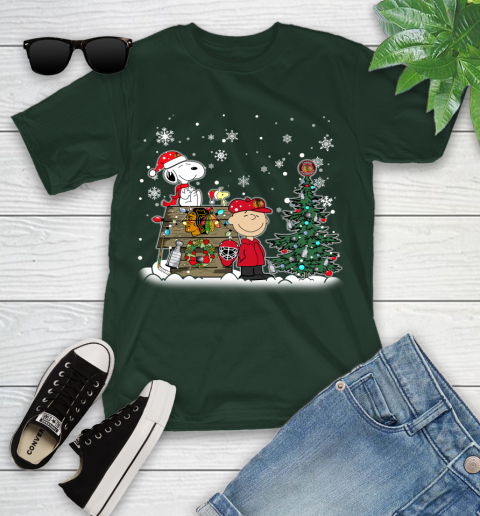 NHL Chicago Blackhawks Snoopy Charlie Brown Woodstock Christmas Stanley Cup Hockey Youth T-Shirt 5