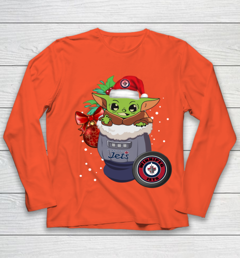Winnipeg Jets Christmas Baby Yoda Star Wars Funny Happy NHL Youth Long Sleeve 4