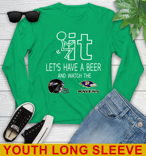 Baltimore Ravens Football NFL Let's Have A Beer And Watch Your Team Sports Youth Long Sleeve 7