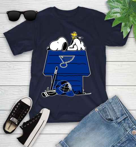 St.Louis Blues NHL Hockey Snoopy Woodstock The Peanuts Movie Youth T-Shirt 3