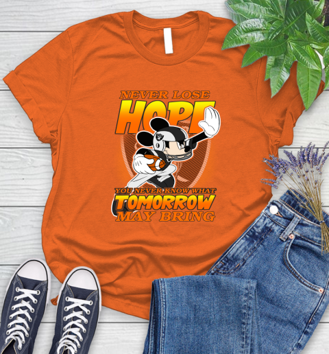 Oakland Raiders NFL Football Mickey Disney Never Lose Hope Women's T-Shirt 3