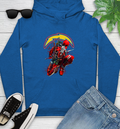 NFL Deadpool Marvel Comics Sports Football Los Angeles Chargers Youth Hoodie 9