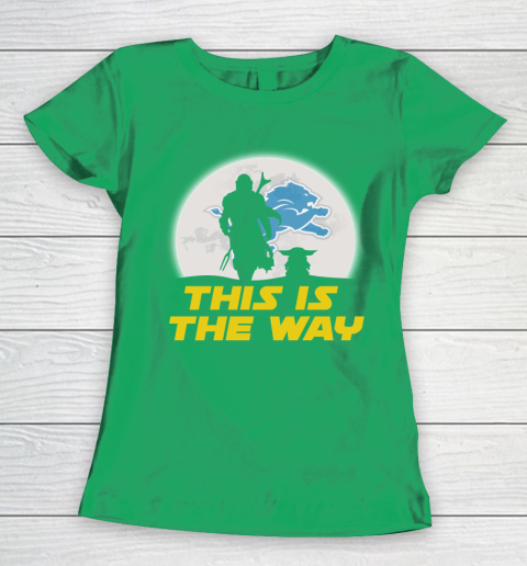 Detroit Lions NFL Football Star Wars Yoda And Mandalorian This Is The Way Women's T-Shirt 5