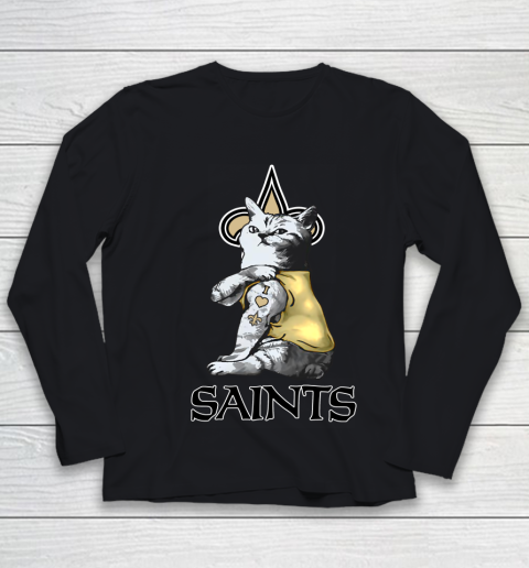 NFL Football My Cat Loves New Orleans Saints Youth Long Sleeve