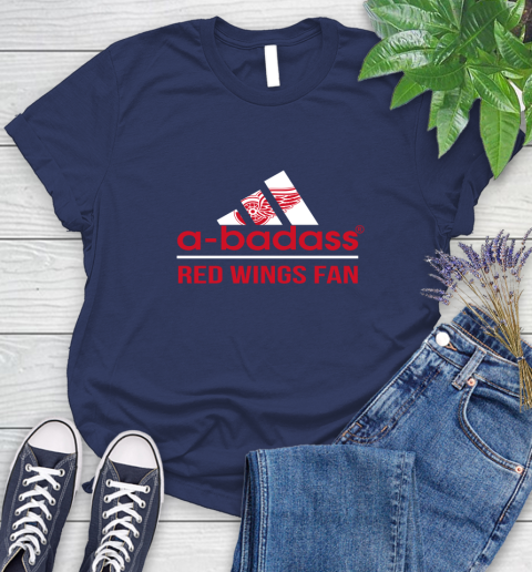 NHL A Badass Detroit Red Wings Fan Adidas Hockey Sports Women's T-Shirt 14