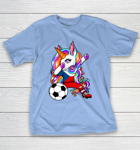 Dabbing Unicorn Czech Republic Soccer Fans Jersey Football T-Shirt 11