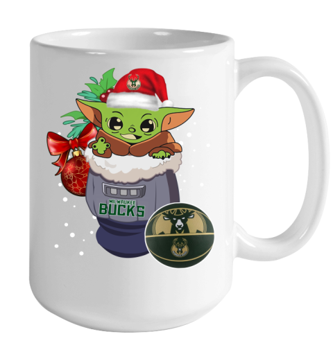 Milwaukee Bucks Christmas Baby Yoda Star Wars Funny Happy NBA Color Changing Mug 15oz 2