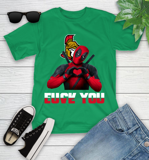 NHL Ottawa Senators Deadpool Love You Fuck You Hockey Sports Youth T-Shirt 8