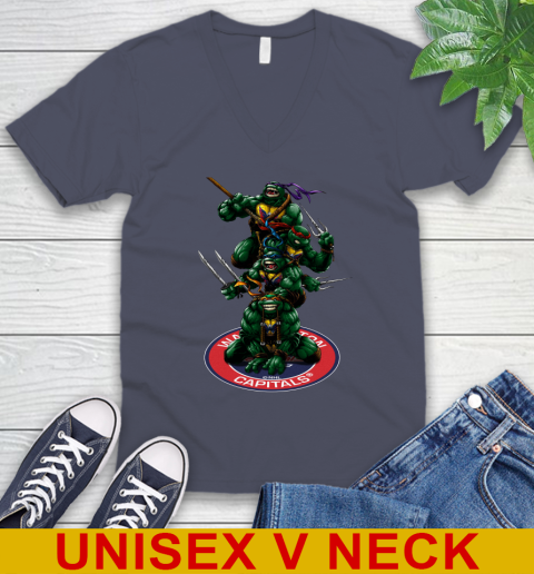 NHL Hockey Washington Capitals Teenage Mutant Ninja Turtles Shirt V-Neck T-Shirt 8
