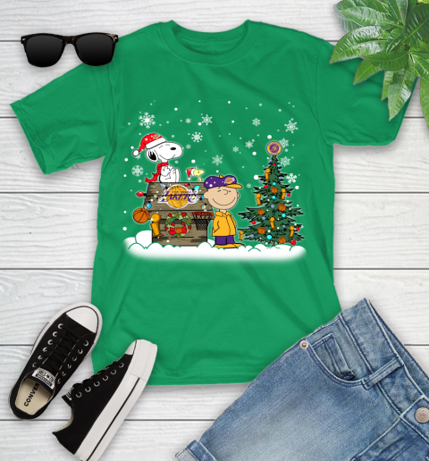 Los Angeles Lakers NBA Basketball Christmas The Peanuts Movie Snoopy Championship Youth T-Shirt 8