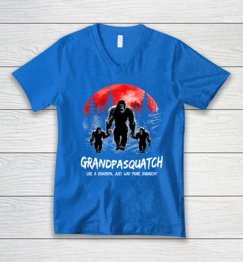 Grandpa Squatch Like A Grandpa Just Way More Squatchy Funny V-Neck T-Shirt 4