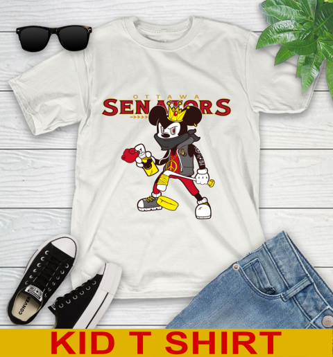 Ottawa Senators NHL Hockey Mickey Peace Sign Sports Youth T-Shirt