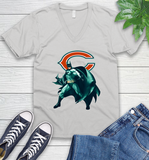 NFL Batman Football Sports Chicago Bears V-Neck T-Shirt