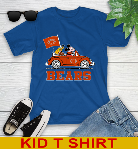 NFL Football Chicago Bears Pluto Mickey Driving Disney Shirt Youth T-Shirt 9