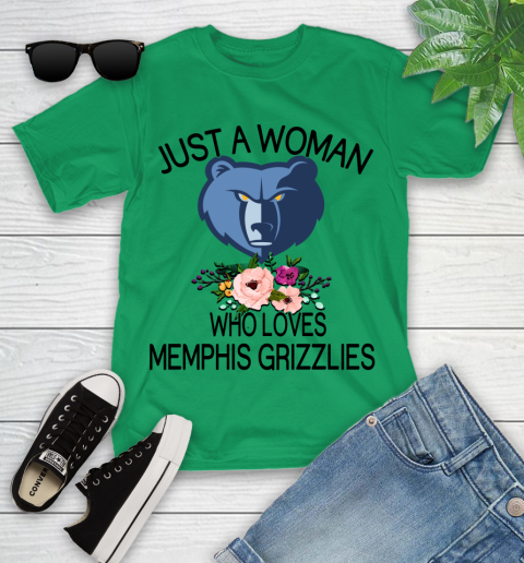 NBA Just A Woman Who Loves Memphis Grizzlies Basketball Sports Youth T-Shirt 3