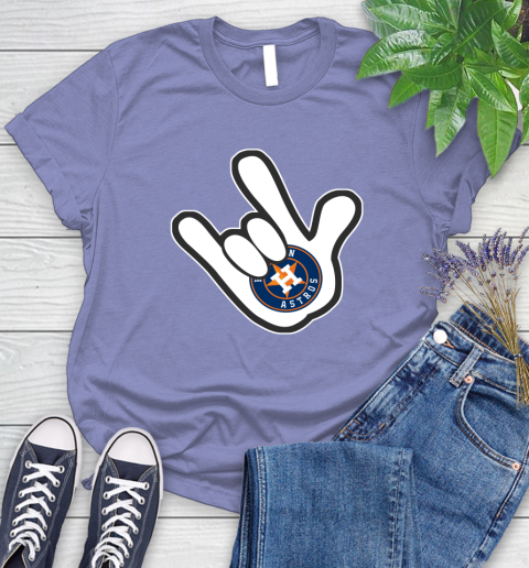Houston Astros MLB Baseball Mickey Rock Hand Disney Women's T-Shirt 11