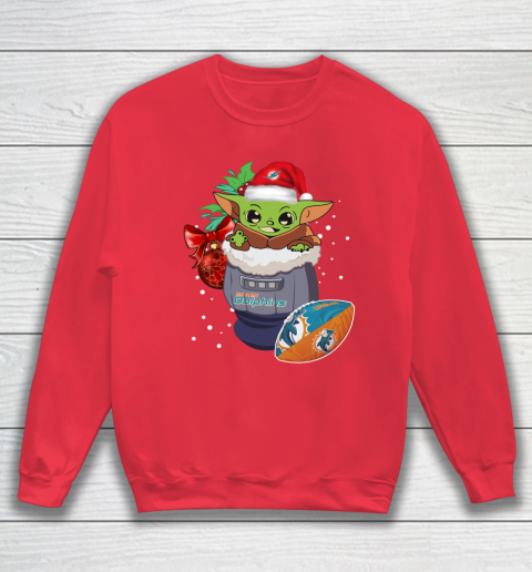 Miami Dolphins Christmas Baby Yoda Star Wars Funny Happy NFL Sweatshirt 8