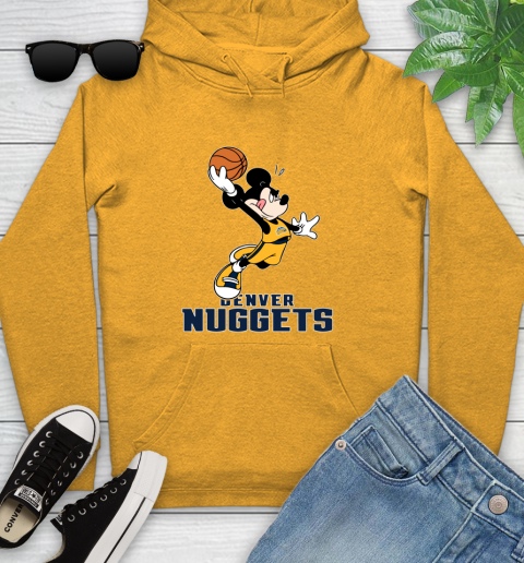 NBA Basketball Denver Nuggets Cheerful Mickey Mouse Shirt Youth Hoodie 3
