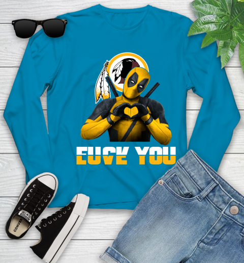 NHL Washington Redskins Deadpool Love You Fuck You Football Sports Youth Long Sleeve 8