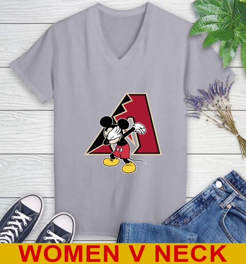 Arizona Diamondbacks MLB Baseball Dabbing Mickey Disney Sports Women's V-Neck T-Shirt 5
