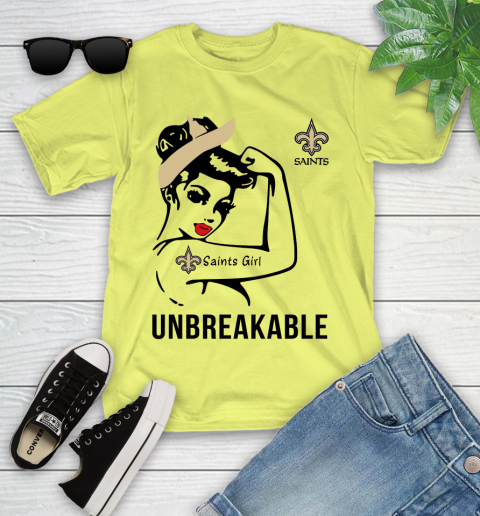 NFL New Orleans Saints Girl Unbreakable Football Sports Youth T-Shirt 5